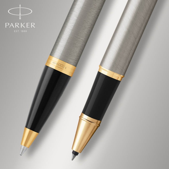 Parker IM Gift Set, Rollerball Ballpoint, Brushed Metal with