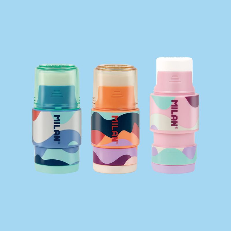 Blister Pack Eraser With Pencil Sharpener CAPSULE Roller 2 Spare Erasers