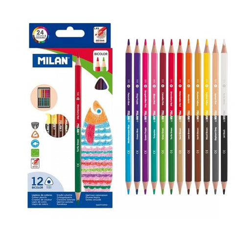 Milan Twin Tipped Bi-Colour Pencils, 12 Pack