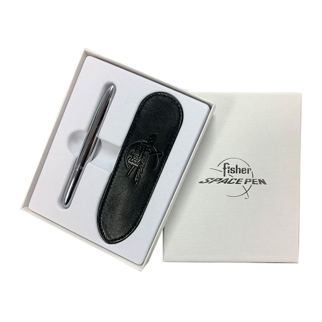 Fisher Space Pen Set, Chrome Ballpoint Pen with Leather Case