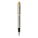 Parker IM Fountain Pen, Brushed Steel with Gold