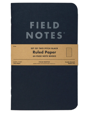 Field Notes, Pitch Black Large Notebook, Ruled 2 Pack