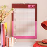 2026 Family Planner Calendar, Bold Block A3, 5 Columns