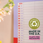 2026 Family Planner Calendar, Bold Block A3, 5 Columns