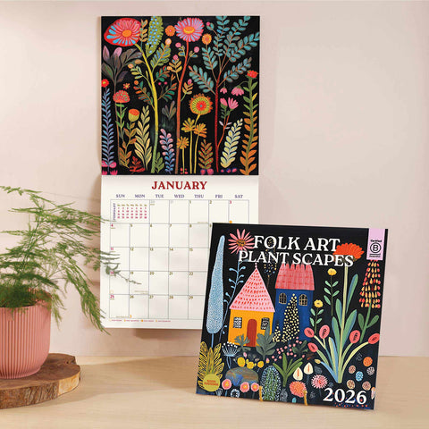 2026 Wall Calendar, Folk Art Plantscapes