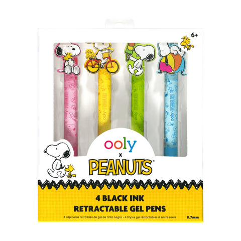 Ooly x Peanuts: Black Ink Retractable Gel Pens, Set of 4