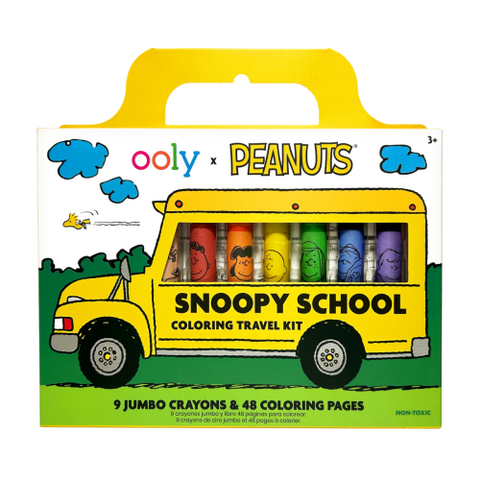Ooly x Peanuts: Snoopy School ColoUring Travel Kit (9 Crayons & 48 Coloring Pages)