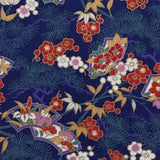 Japanese Pen Pot, Red Blossom & Cobalt Blue