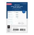 Filofax 2026 Refill, Week On One Page Diary With Notes, Pocket