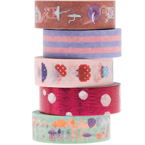 Paper Poetry Tape Set, Shrooom Big Shroomies, 5 Pack