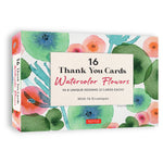 Thank You Cards, Watercolour Flowers, 16 Pack