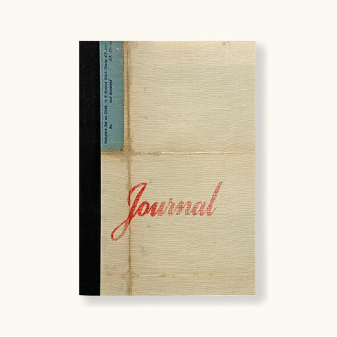 Linen Map Journal with Red Script & Black Binding