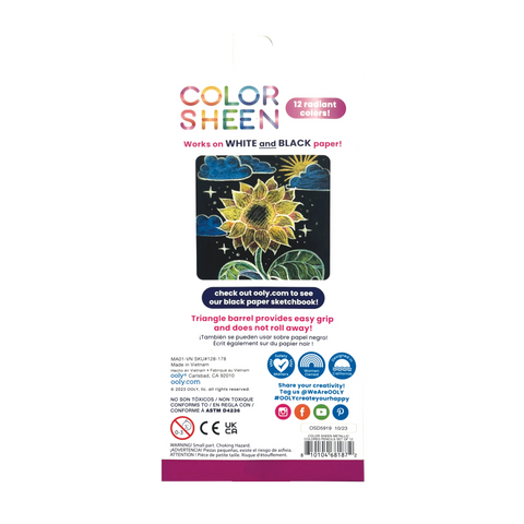 Ooly Color Sheen Metallic-Gelstifte-Set, 1,00 Mm, Feine Spitze