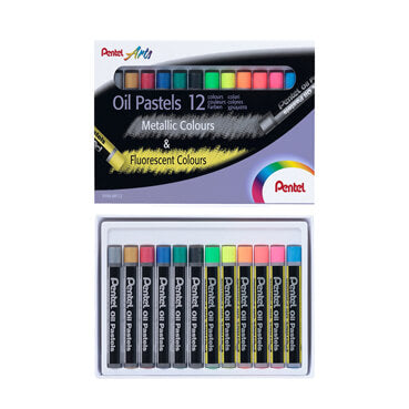Pentel Pastels, Metallic and Neon, 12 Pack