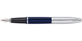 Cross Calais™ Chrome & Blue Lacquer Stainless Steel Fountain Pen