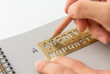 Traveler's Company Brass Template Bookmark, Alphabet