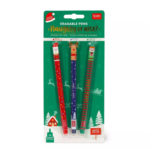 Legami Erasable Pens Set of 3 Christmas Pens